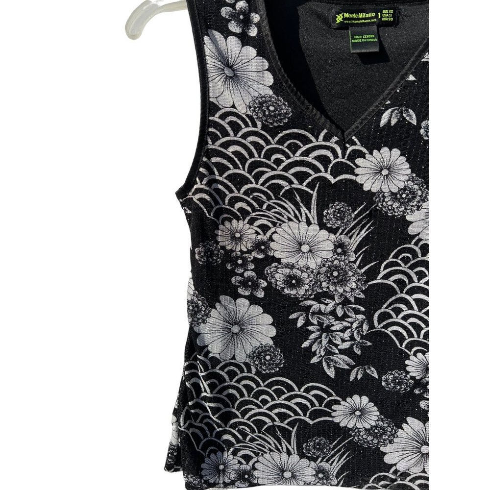 Monte Milano women’s tank size 5 black and white floral lined - Picture 2 of 5